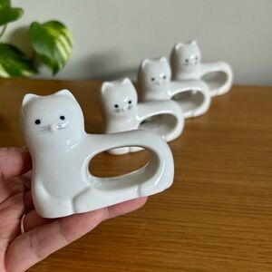 White Ceramic Cat Napkin Holders